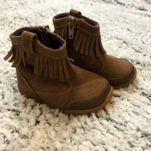 Girls Toddler Stride Rite Brown Fringe Boots Sz 5